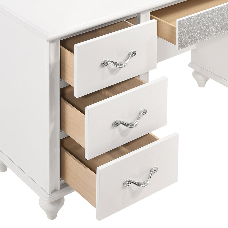 LGC205897 White 7 Drawer Vanity With Mirror LED Lights
