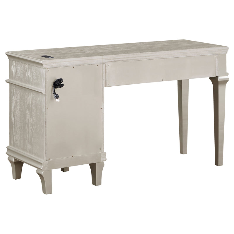 LGC223397 Glitter Silver Finish 4 Drawer Vanity Set With Tri-Fold Mirror