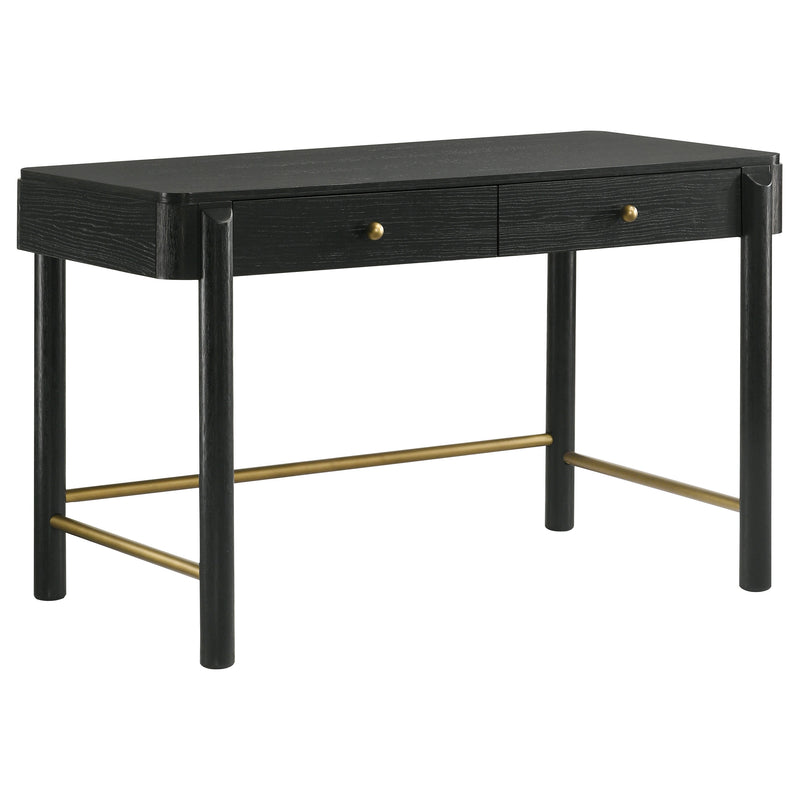 LGC224337 Black Vanity Table With Round Wall Mirror Set