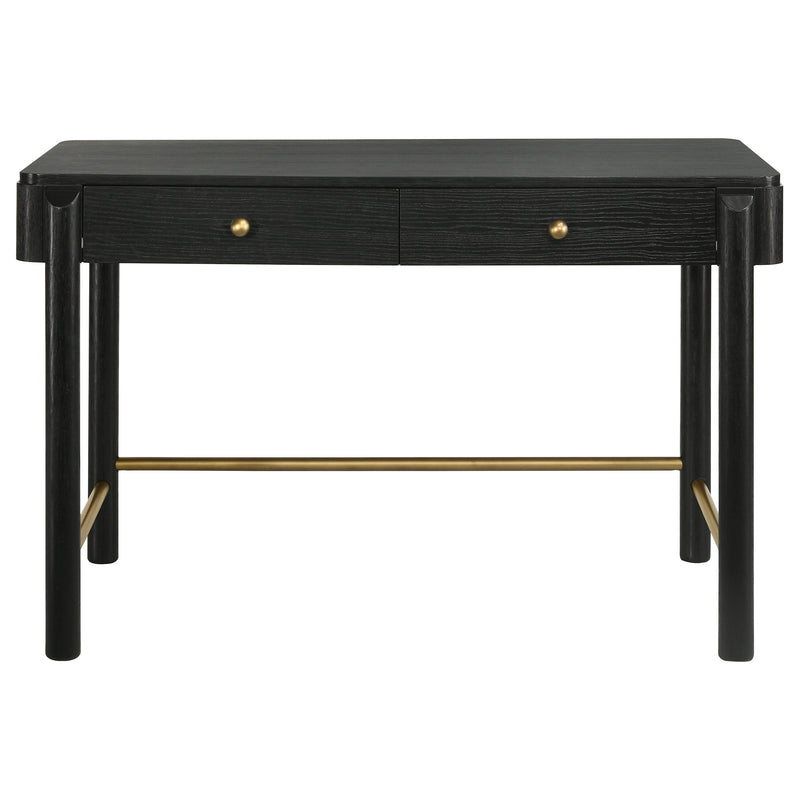 LGC224337 Black Vanity Table With Round Wall Mirror Set