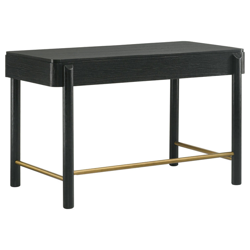 LGC224337 Black Vanity Table With Round Wall Mirror Set