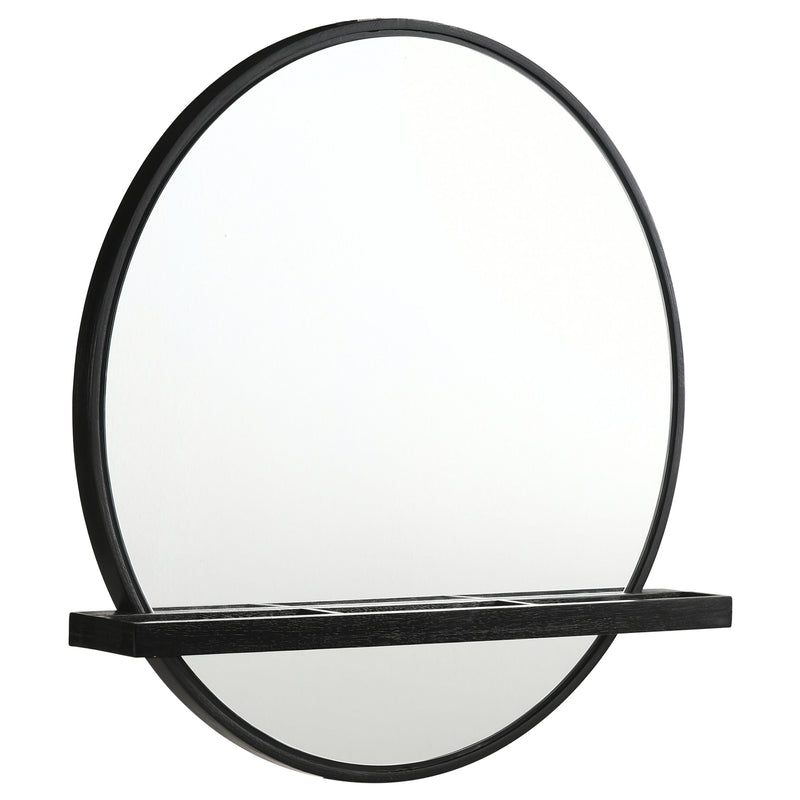 LGC224337 Black Vanity Table With Round Wall Mirror Set