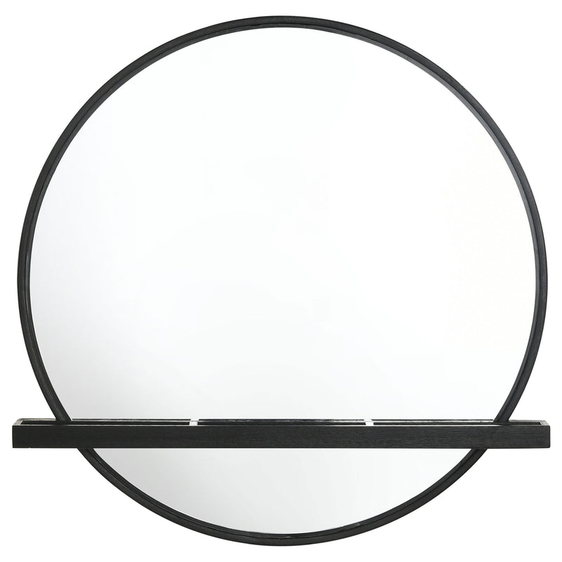 LGC224337 Black Vanity Table With Round Wall Mirror Set