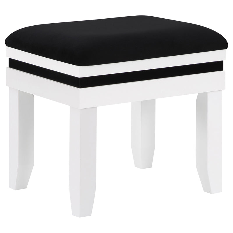 LGC930244 Black and White 6 Drawer 3 Panel Mirror With Lights Vanity Set With Stool