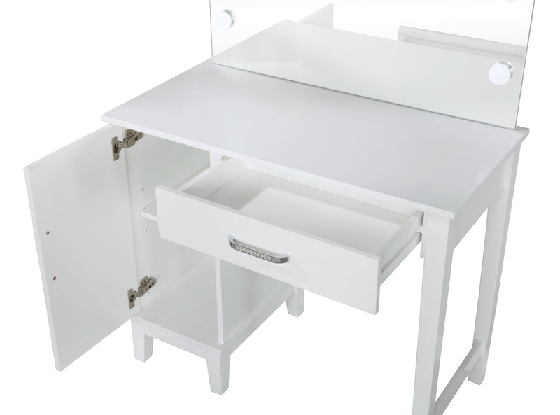 LGC931149 Vanity Set With Light Mirror and White and Gray Stool