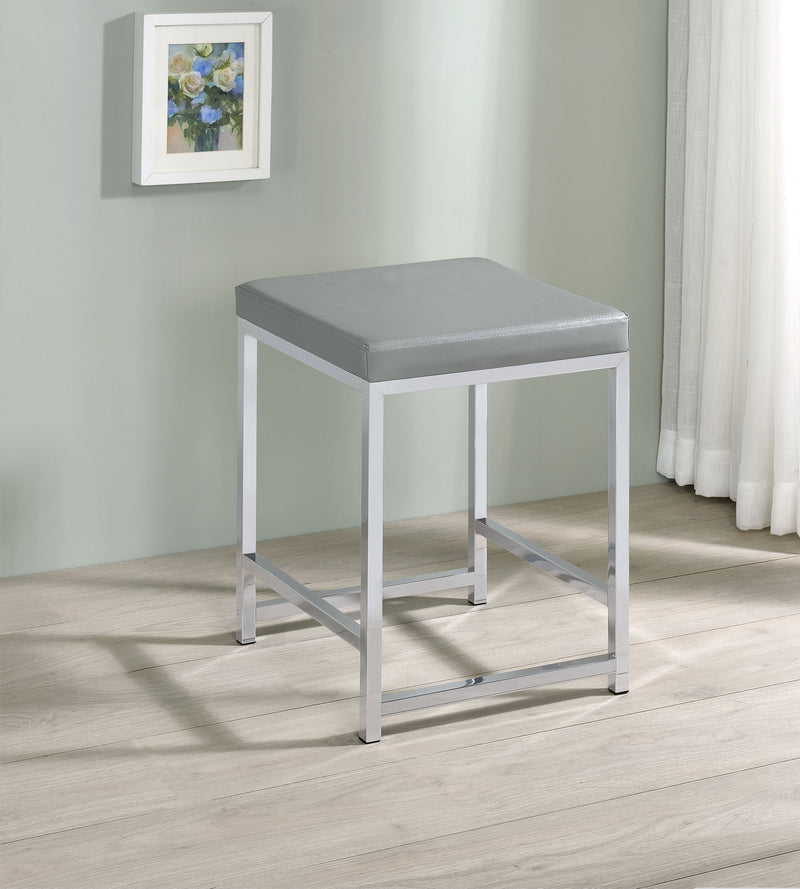 LGC935934 White and Chrome 3 Drawer Vanity Set With Lighted Mirror and Stool