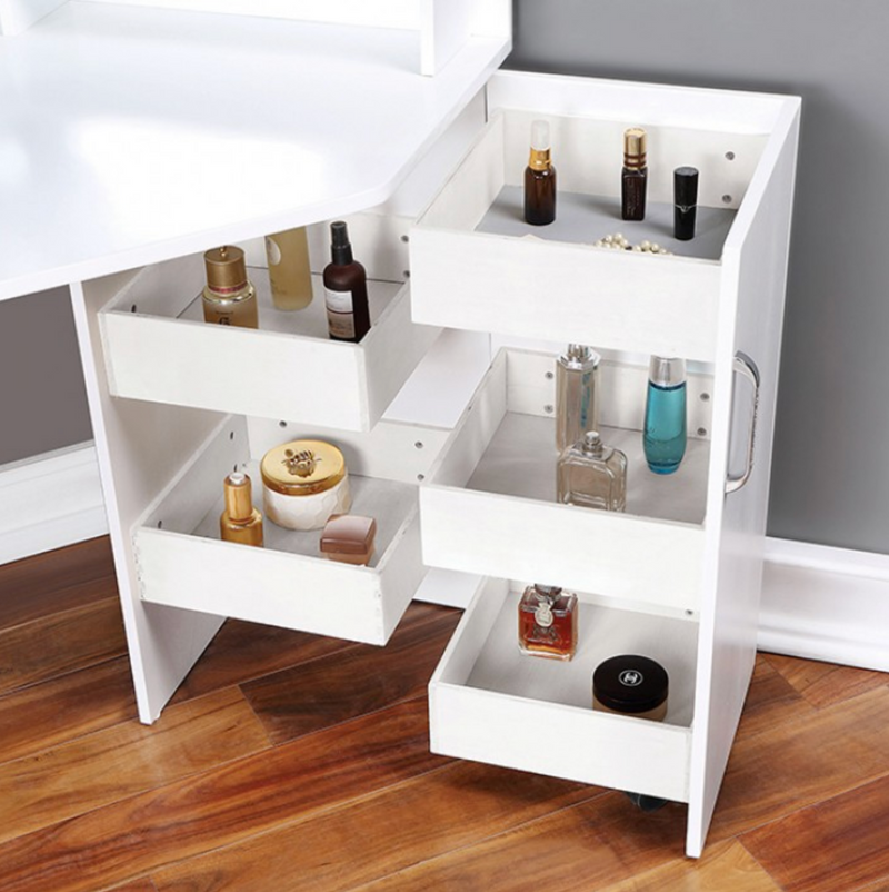 LGFALORYBELLE Tri-Fold Mirror White Rounded Corner Vanity