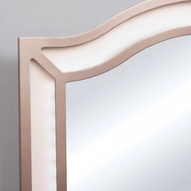 LGFATRACIE Tri Section Rose Gold Vanity Set With Lighted Mirror and Stool