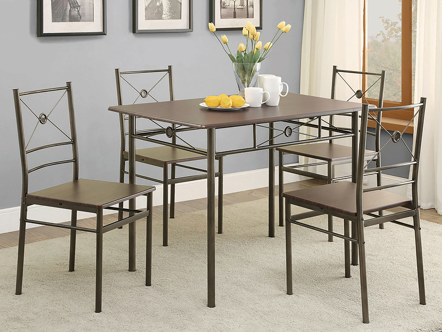 LGC100033 5 Piece Rectangular Dining Table Set Dark Bronze