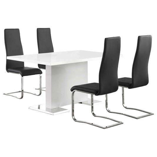 LGC102310-S5K 5 Piece Dining Table Set White High Gloss and Black