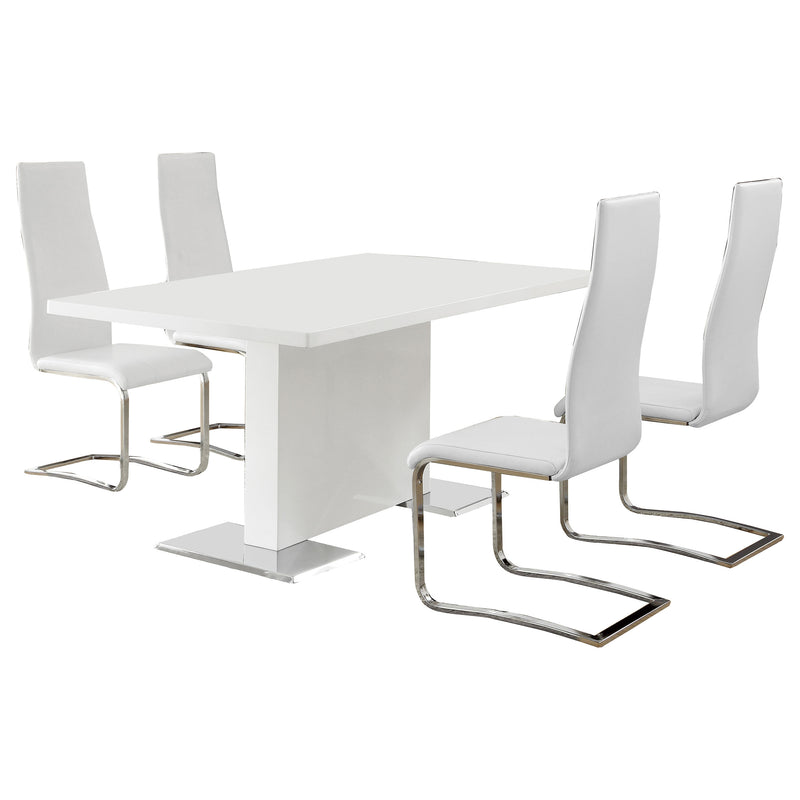 LGC102310-S5W 5-piece Dining Table Set White High Gloss