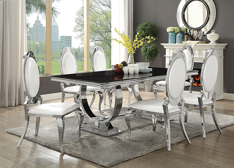 LGC107871-S7 7 Piece Rectangular Glass Top Dining Set Chrome