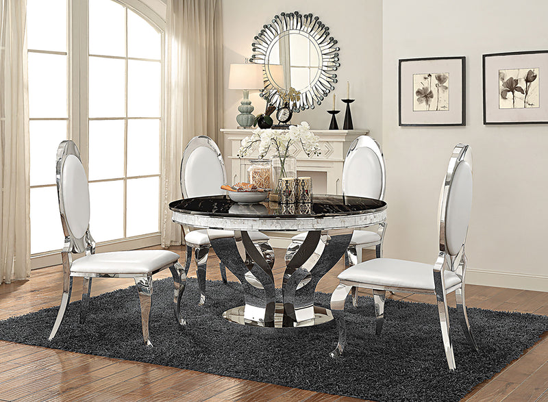 LGC107891-S5 5 Piece Round Stainless Steel Dining Set Chrome