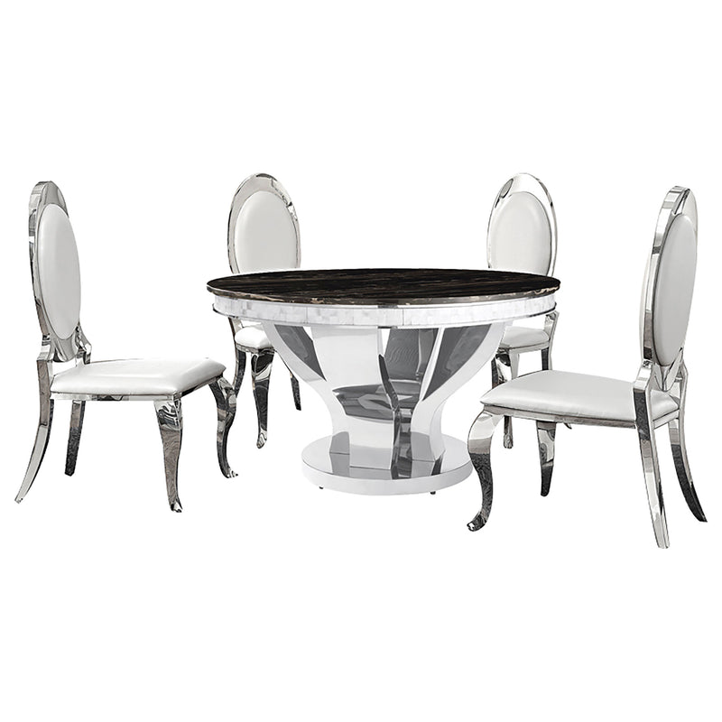 LGC107891-S5 5 Piece Round Stainless Steel Dining Set Chrome