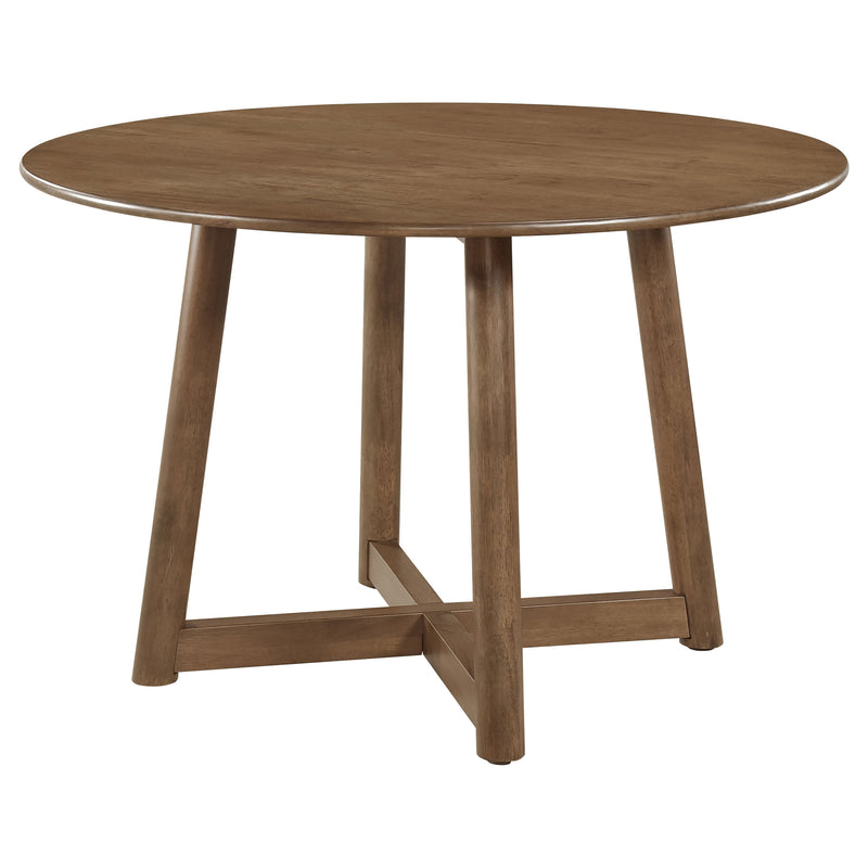 LGC108471-S5 Walnut 5 Piece Round Solid Wood Dining Table Set
