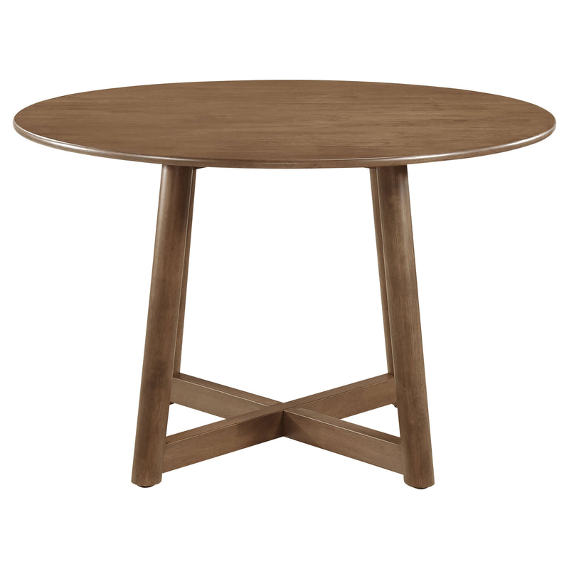 LGC108471-S5 Walnut 5 Piece Round Solid Wood Dining Table Set