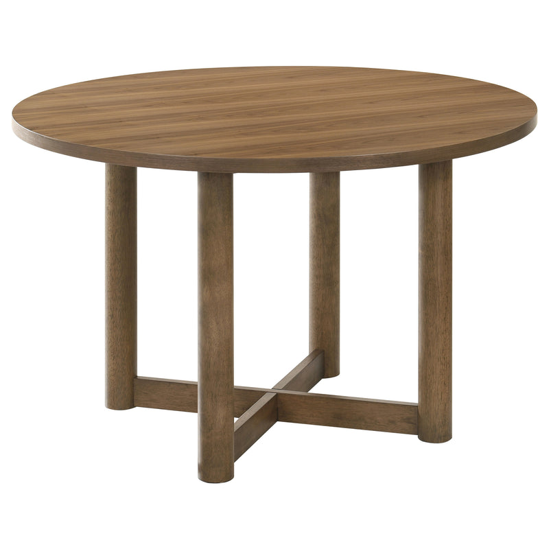 LGC108570-S5 Walnut 5 Piece 46 Inch Round Wood Dining Table Set
