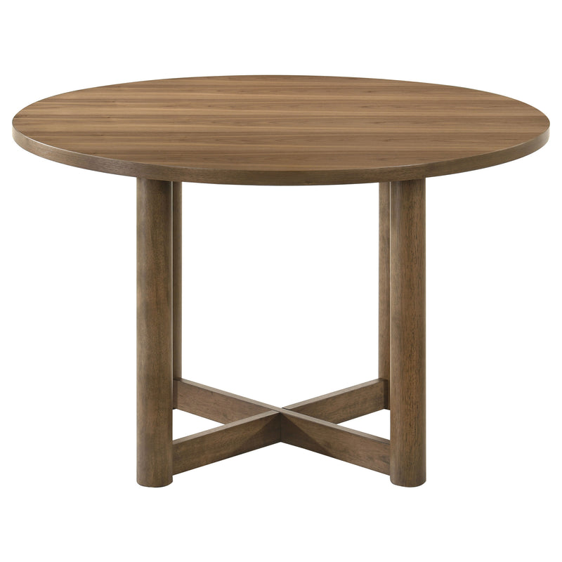 LGC108570-S5 Walnut 5 Piece 46 Inch Round Wood Dining Table Set