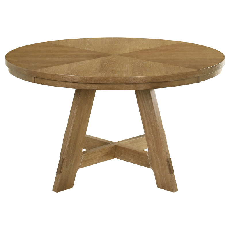 LGC109150-S5 Brown Oak and Latte 5 Piece Round Dining Table Set