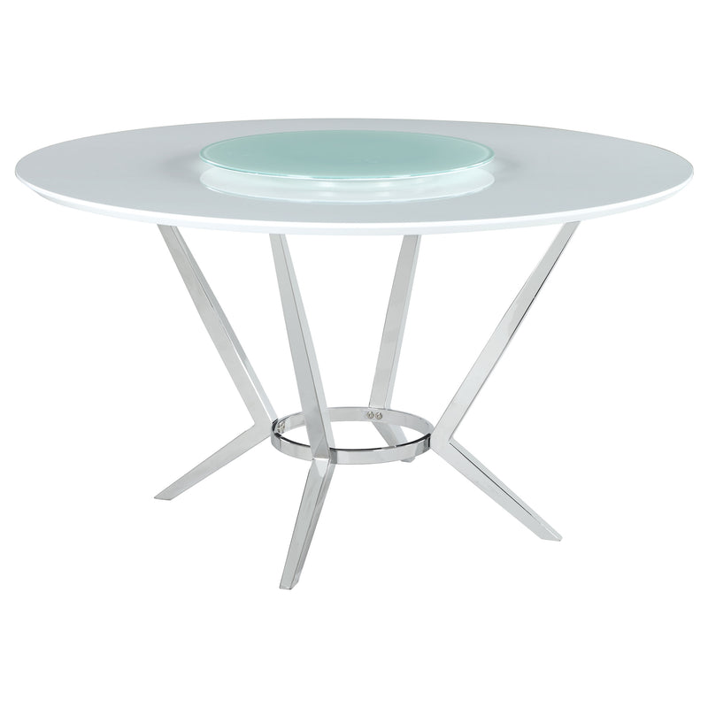 LGC110321-S5 5 Piece Round Table Set White High Gloss and Gray Chairs