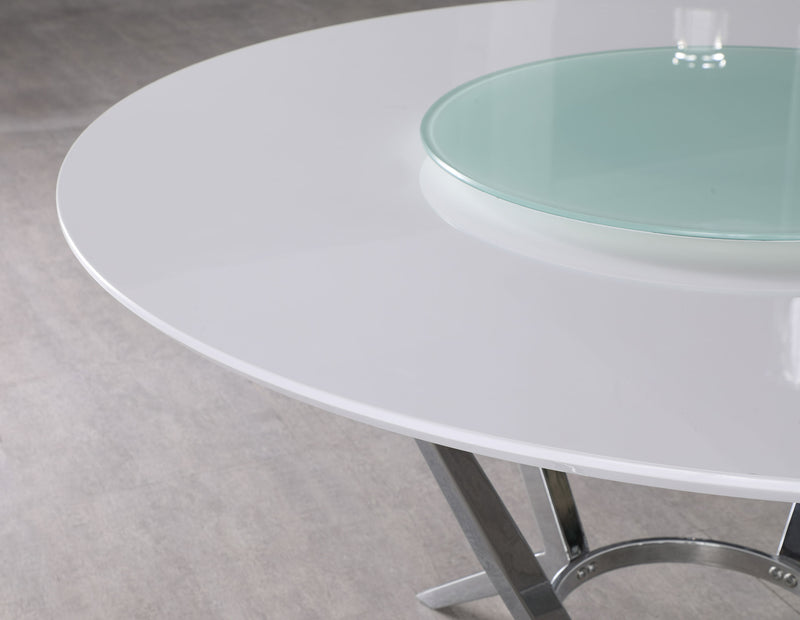 LGC110321-S5 5 Piece Round Table Set White High Gloss and Gray Chairs