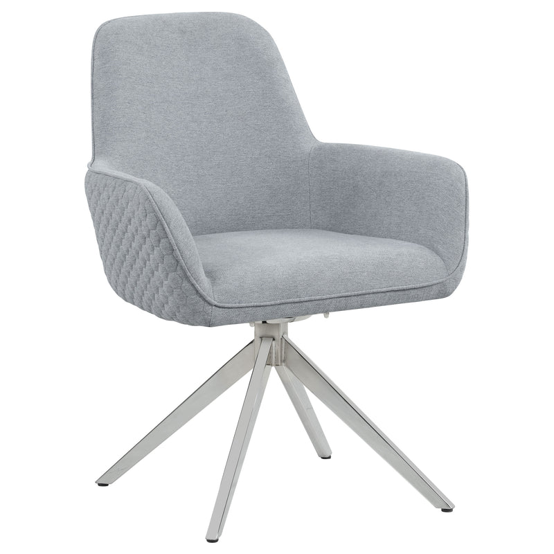LGC110321-S5 5 Piece Round Table Set White High Gloss and Gray Chairs