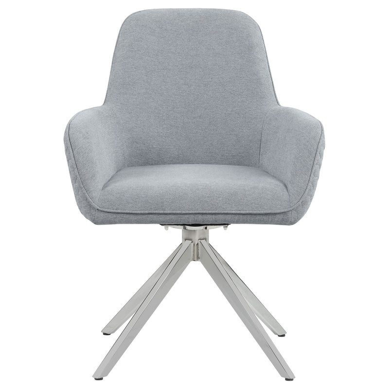 LGC110321-S5 5 Piece Round Table Set White High Gloss and Gray Chairs