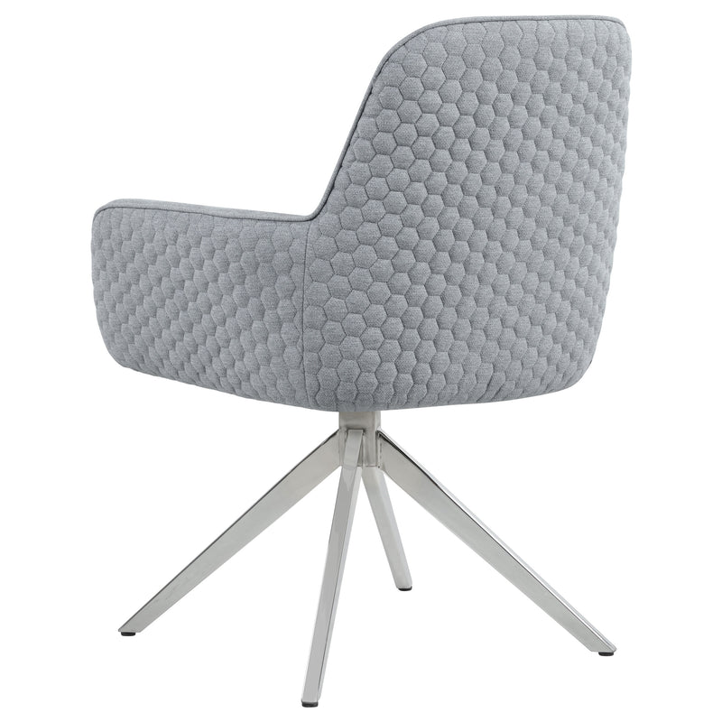 LGC110321-S5 5 Piece Round Table Set White High Gloss and Gray Chairs