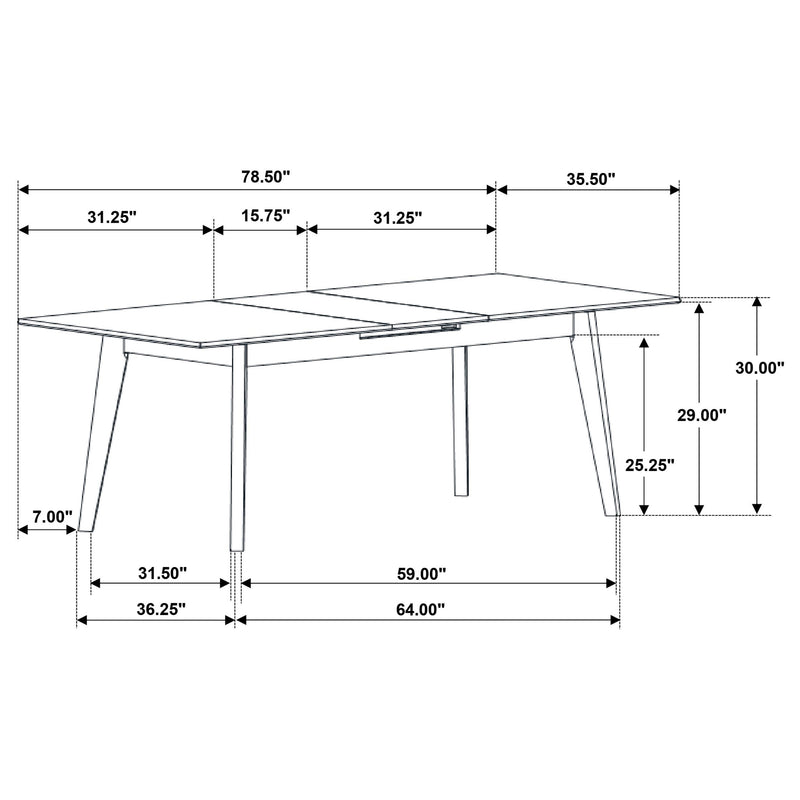 LGC121251-S7 Black 7 Piece Extension Leaf Dining Table Set