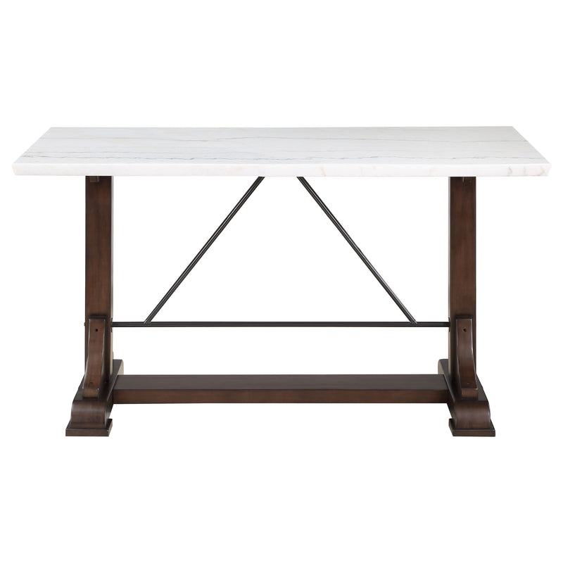 LGC182438-S5 5 Piece White Marble Counter Height Dining Table Set