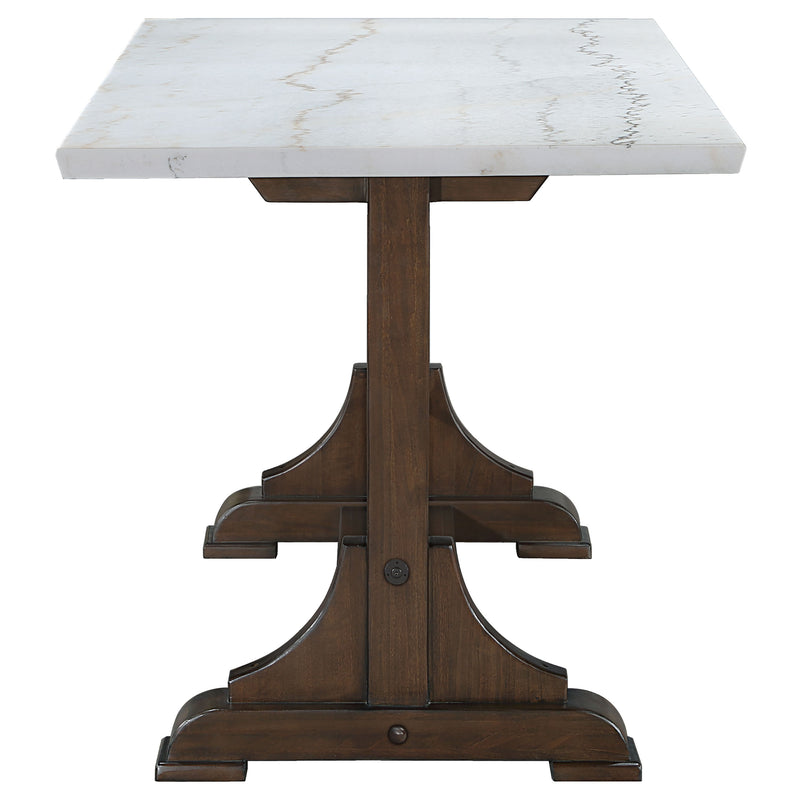 LGC182438-S5 5 Piece White Marble Counter Height Dining Table Set