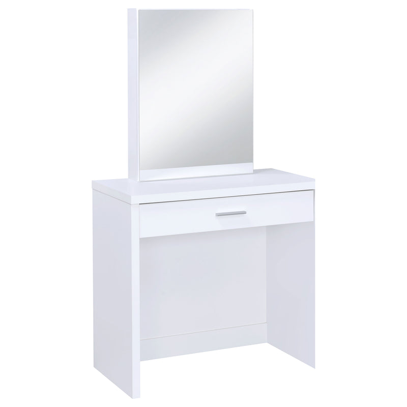 LGC300290 White Single Drawer Vanity Set With Lift Top Stool