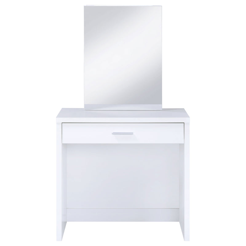 LGC300290 White Single Drawer Vanity Set With Lift Top Stool