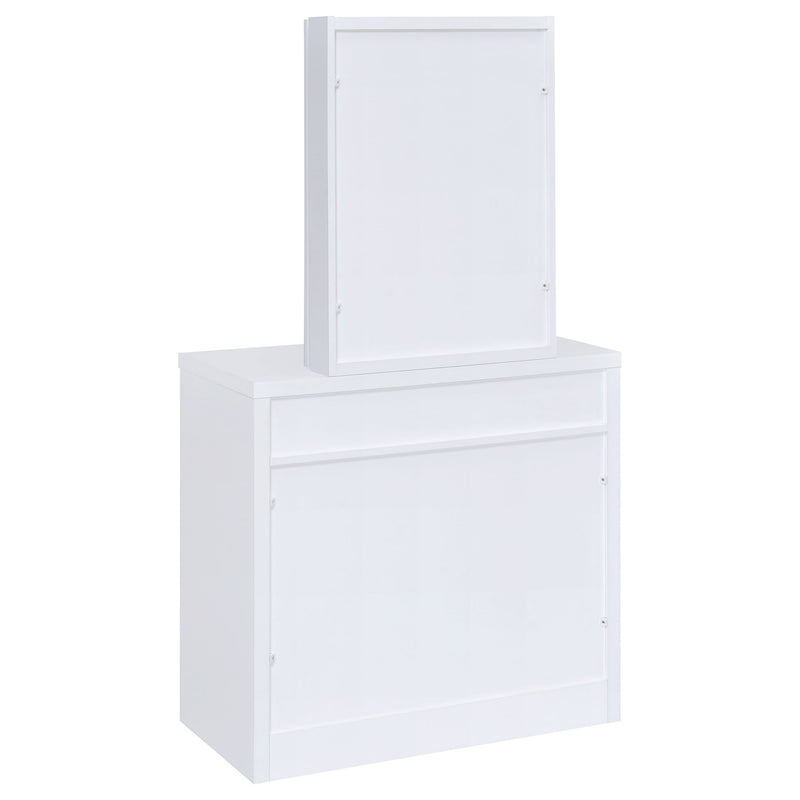 LGC300290 White Single Drawer Vanity Set With Lift Top Stool