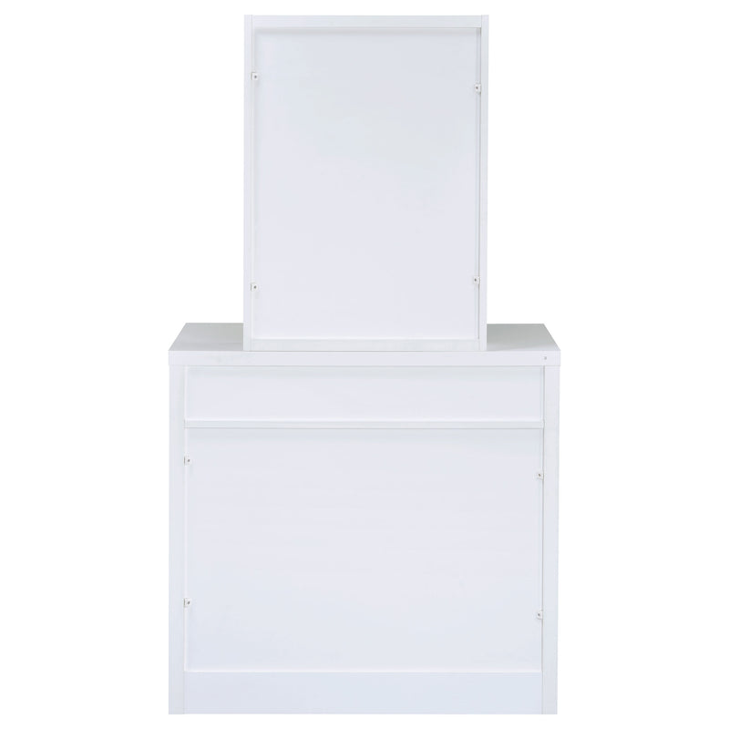 LGC300290 White Single Drawer Vanity Set With Lift Top Stool