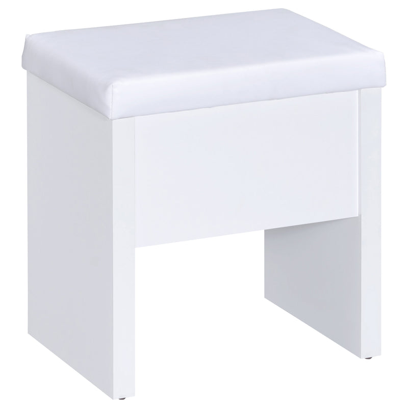 LGC300290 White Single Drawer Vanity Set With Lift Top Stool