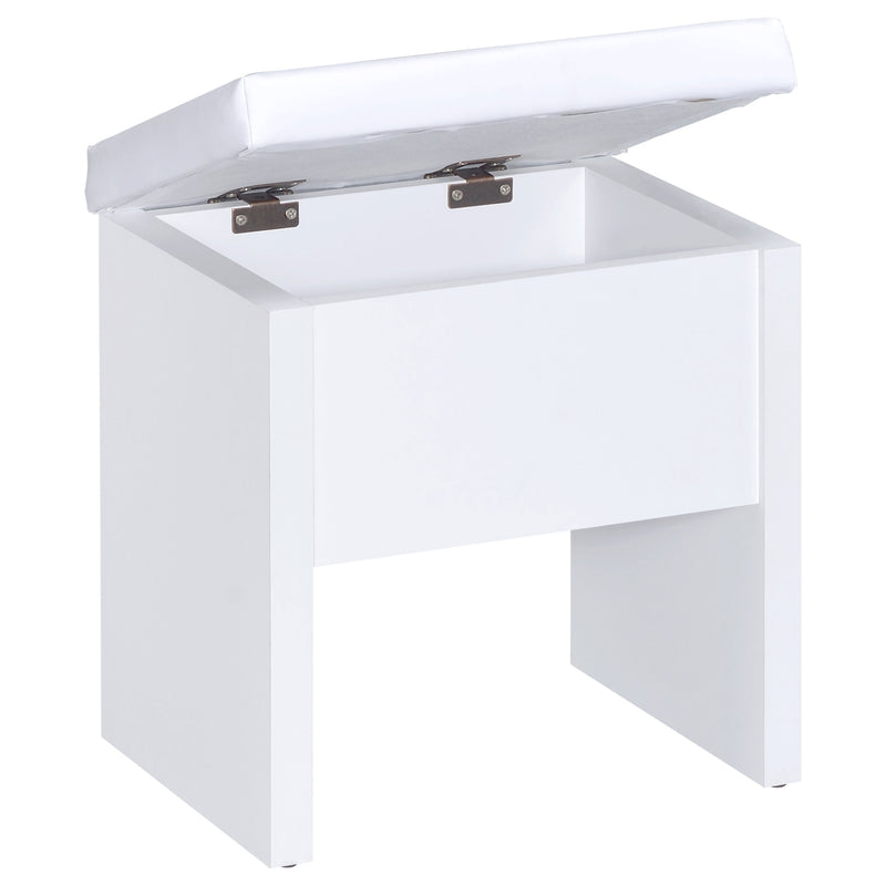 LGC300290 White Single Drawer Vanity Set With Lift Top Stool