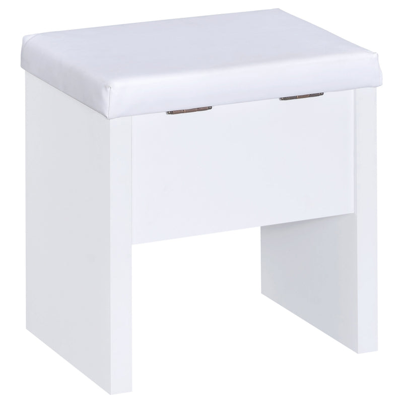 LGC300290 White Single Drawer Vanity Set With Lift Top Stool