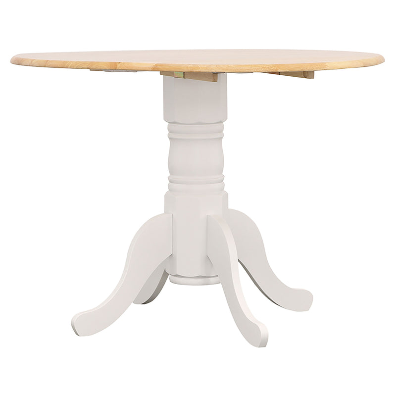 LGC4241-S5 5 Piece Round Top Leaf Dining Table Set White