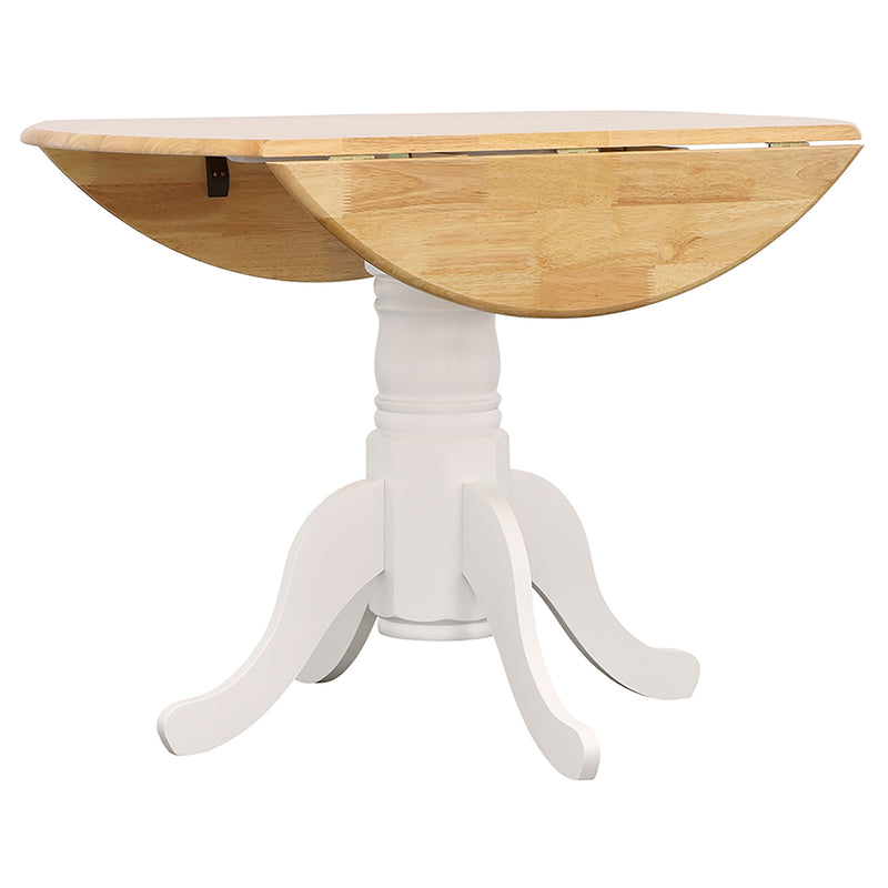 LGC4241-S5 5 Piece Round Top Leaf Dining Table Set White