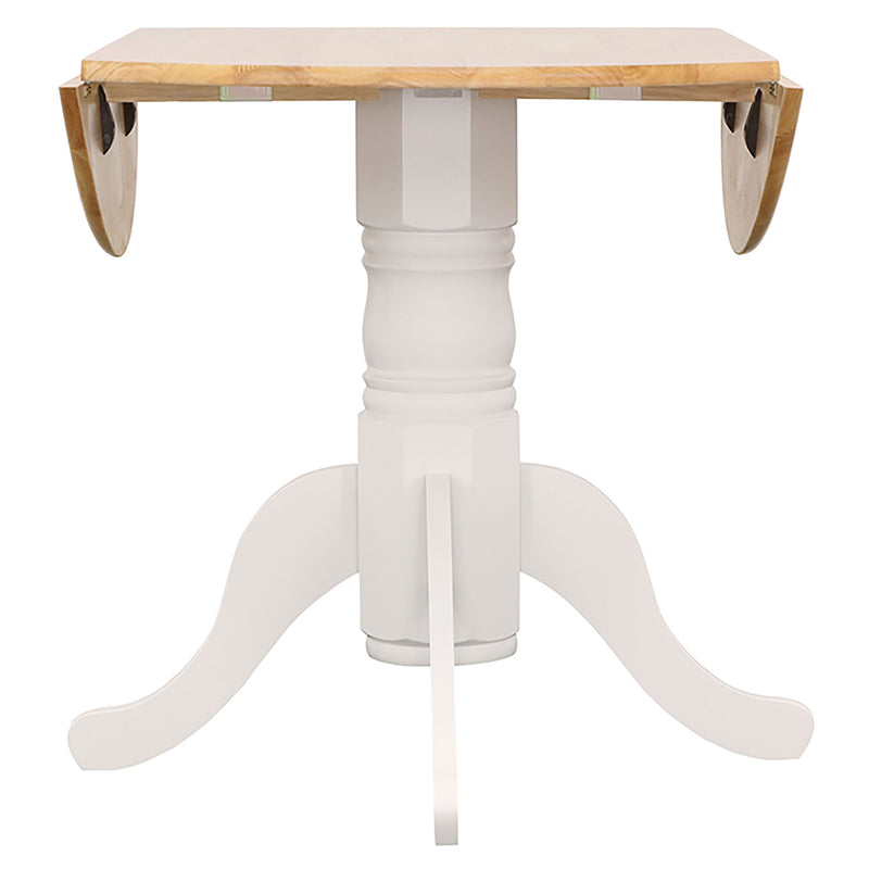 LGC4241-S5 5 Piece Round Top Leaf Dining Table Set White
