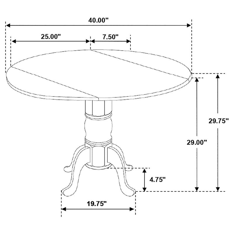 LGC4241-S5 5 Piece Round Top Leaf Dining Table Set White