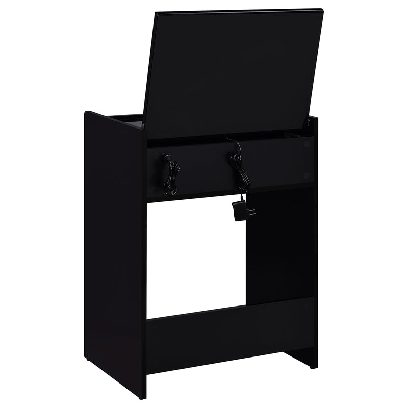 LGC930209B Black High Glossy Flip Top Vanity Set With Led Light Mirror