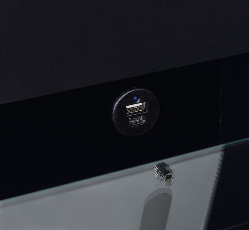 LGC930209B Black High Glossy Flip Top Vanity Set With Led Light Mirror