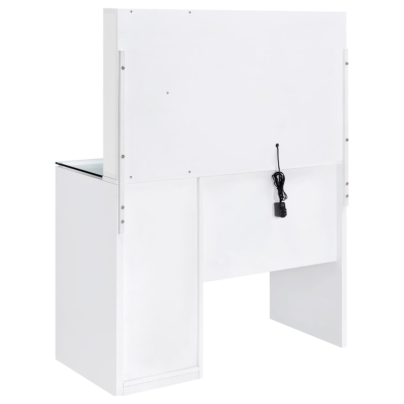 LGC930218 White Glossy Vanity Set With LED Mirror And Shelves