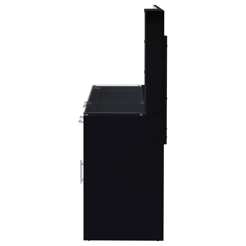 LGC930219 Glossy Black Vanity Set With LED Mirror and Shelves