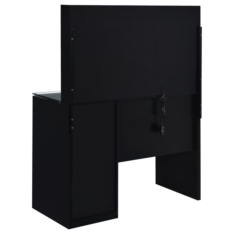 LGC930219 Glossy Black Vanity Set With LED Mirror and Shelves