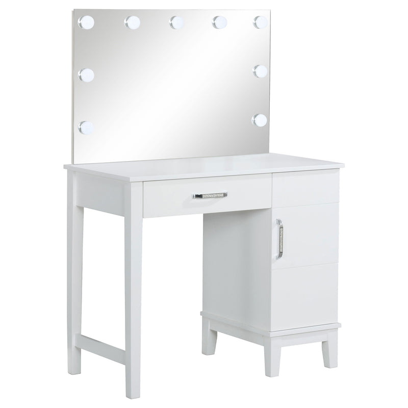 LGC931149 Vanity Set With Light Mirror and White and Gray Stool