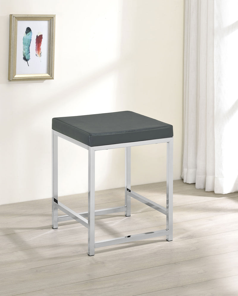 LGC935923 Grey Glossy 3 Drawer Vanity Set With Lighted Mirror and Grey Stool