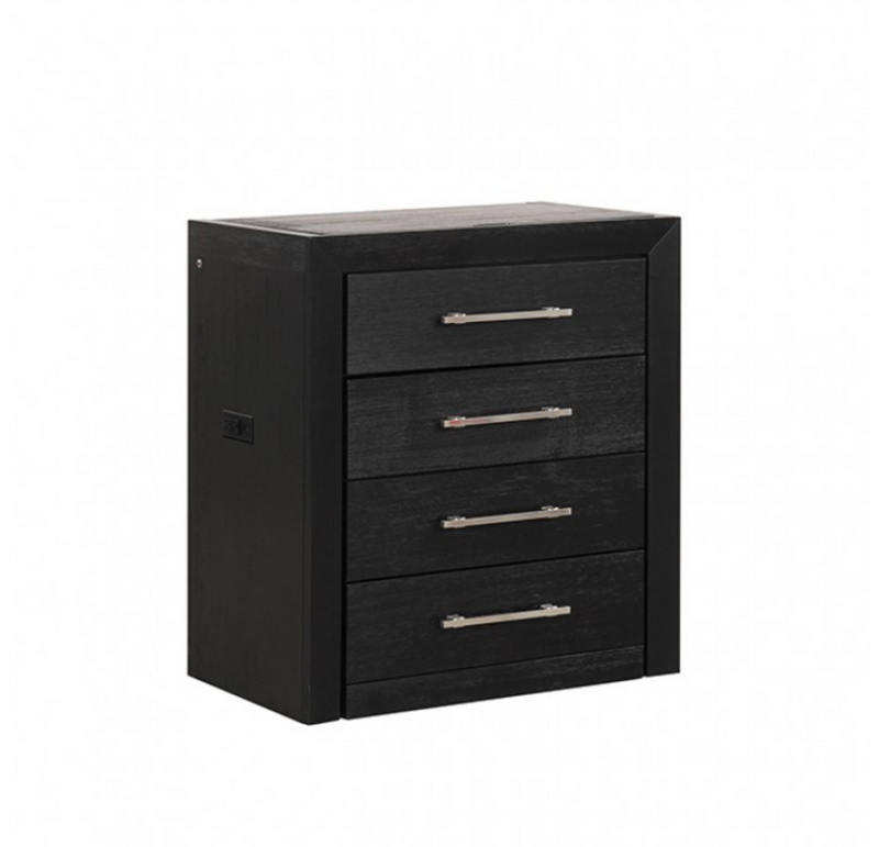 LGFAASHBOURNE Black Flip Top Vanity Set With Mirror And Stool